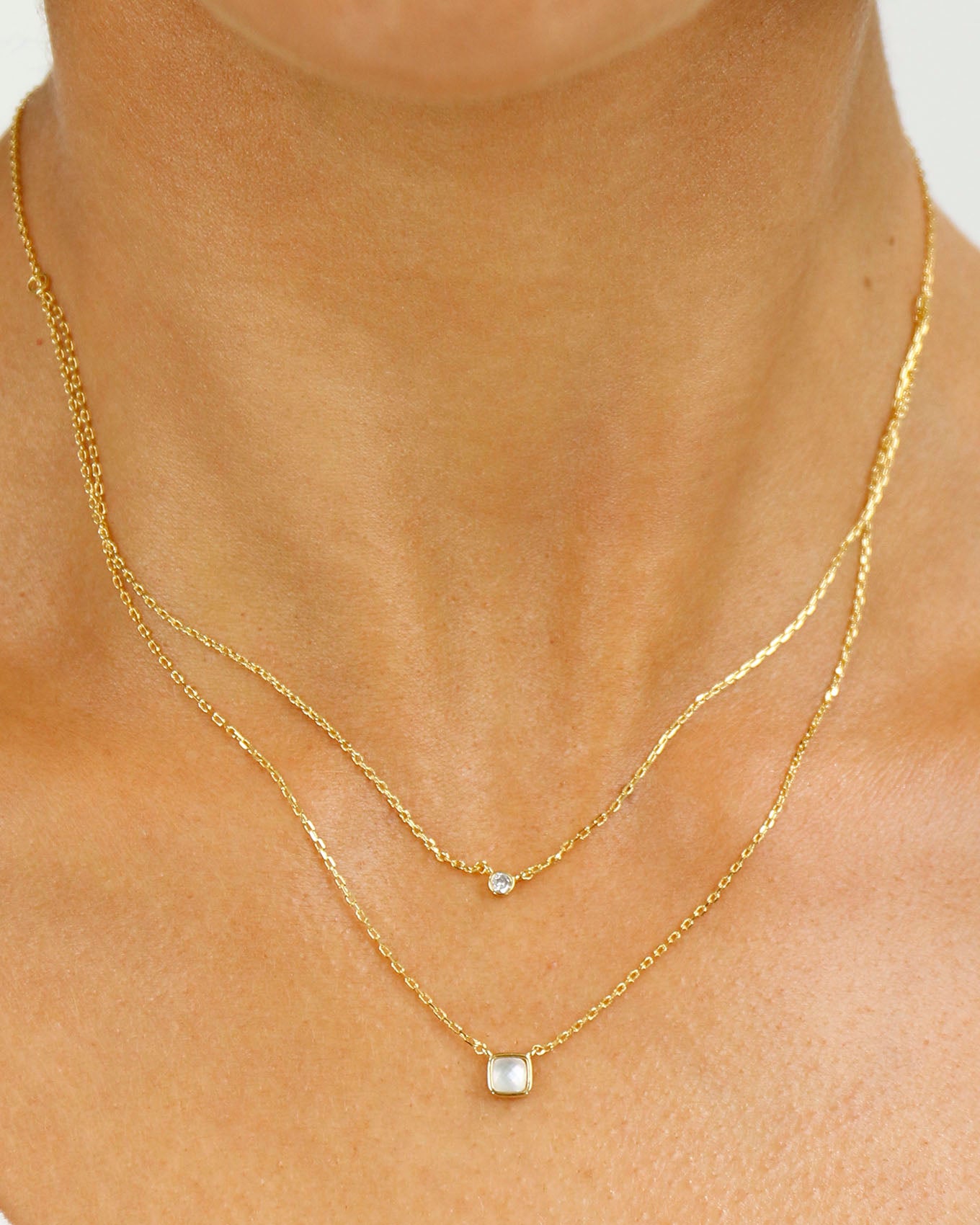 Close up view of Gold Opal Tiered Necklace
