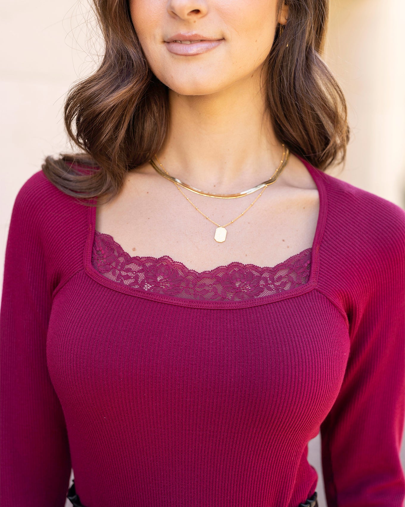Perfect Fit Mixed Berries Lace Ribbed Top - FINAL SALE