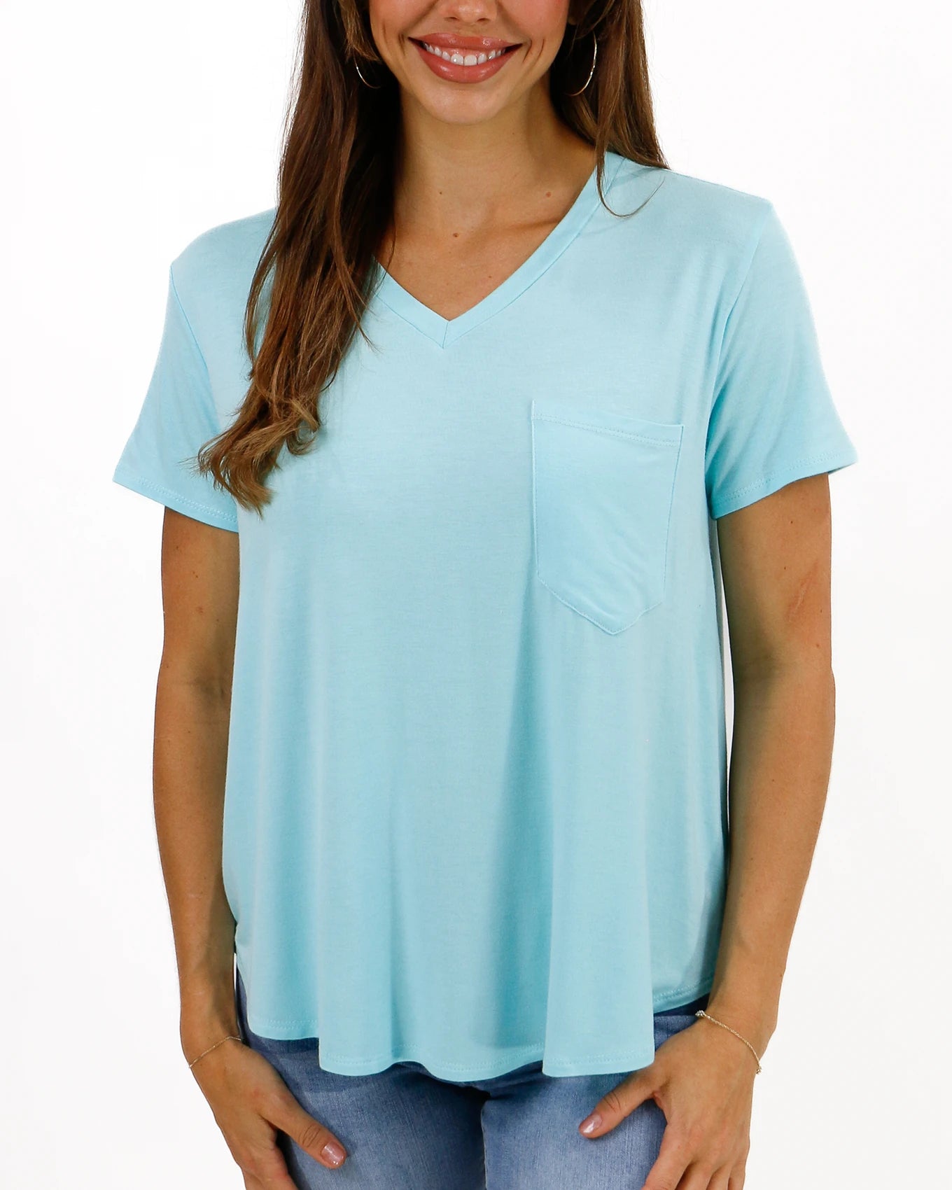 Perfect Pocket Tee in Coastal Blue