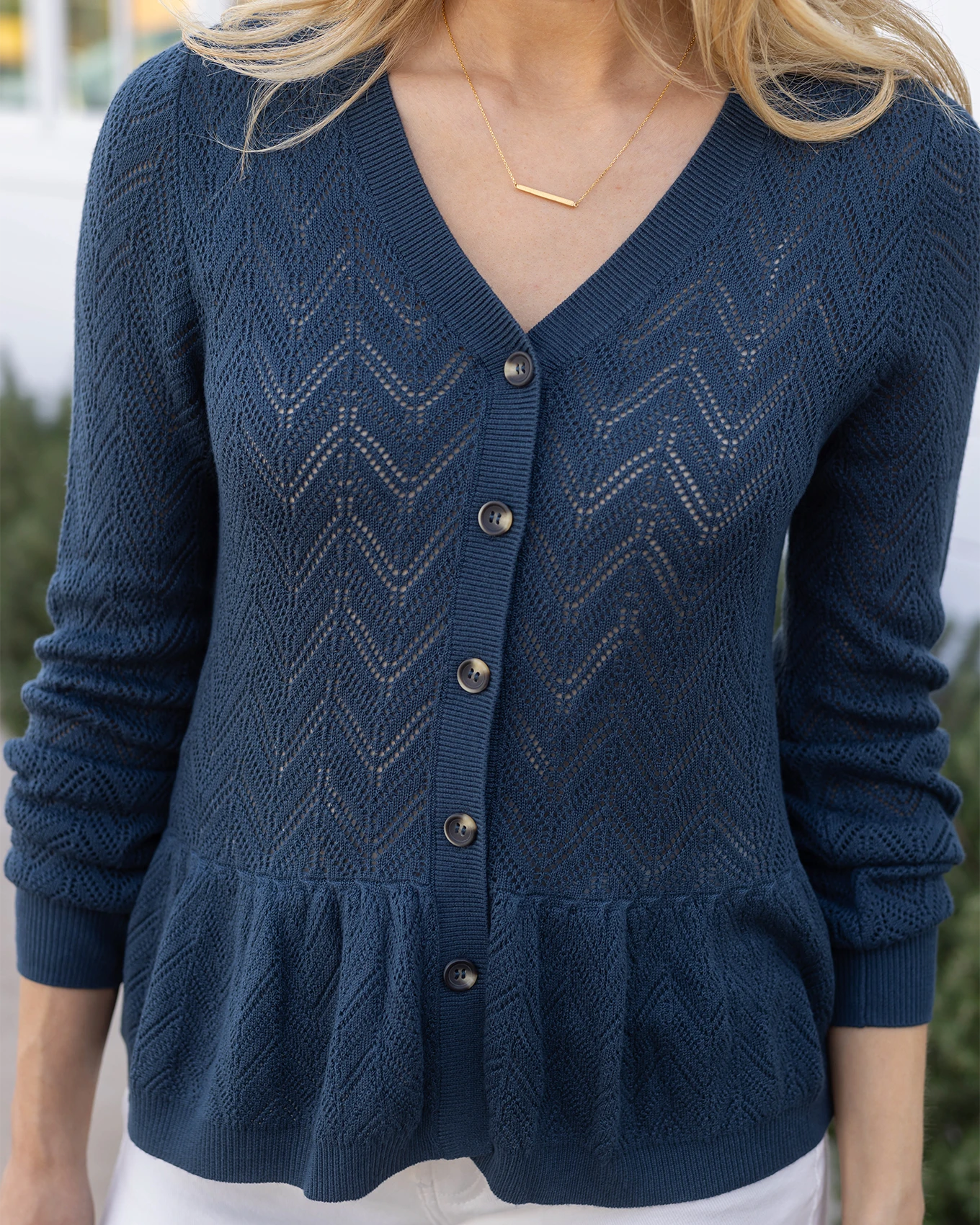 navy blue cardigan