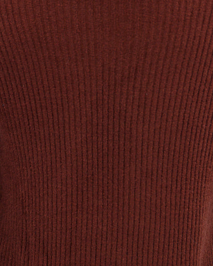 fabric view of cherry walnut bambu cowl neck cardigan