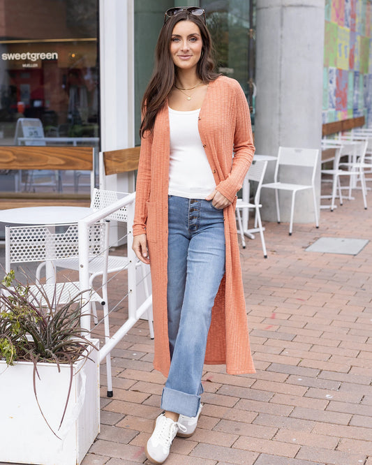Sunset Ribbed Long Duster Cardigan Long cardigan