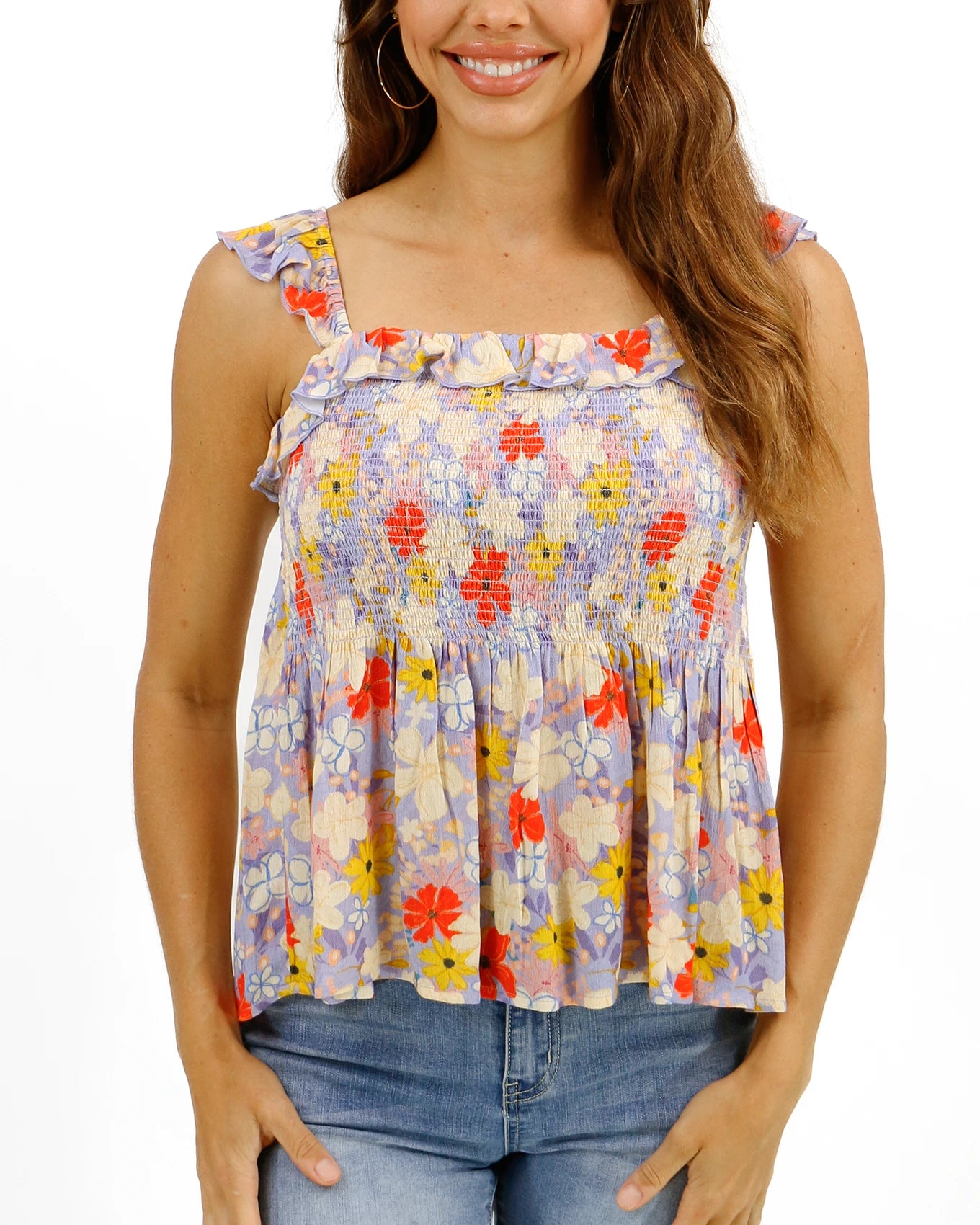 Front view ruffle cami top