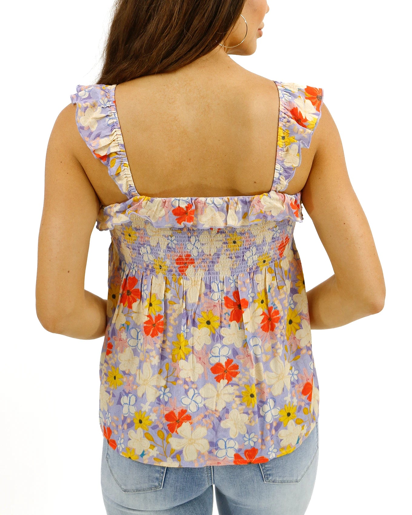 Back view ruffle cami top