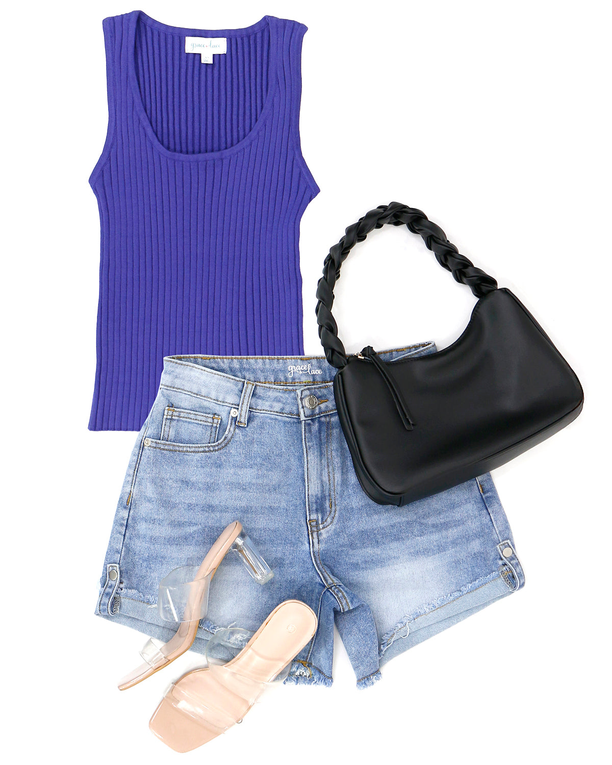 2-Piece Ribbed Shrug Gemstone Sweater