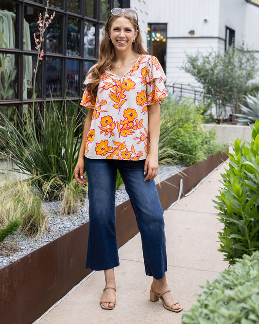 As-Is Orange Floral Summer Breeze Blouse - FINAL SALE Floral blouse