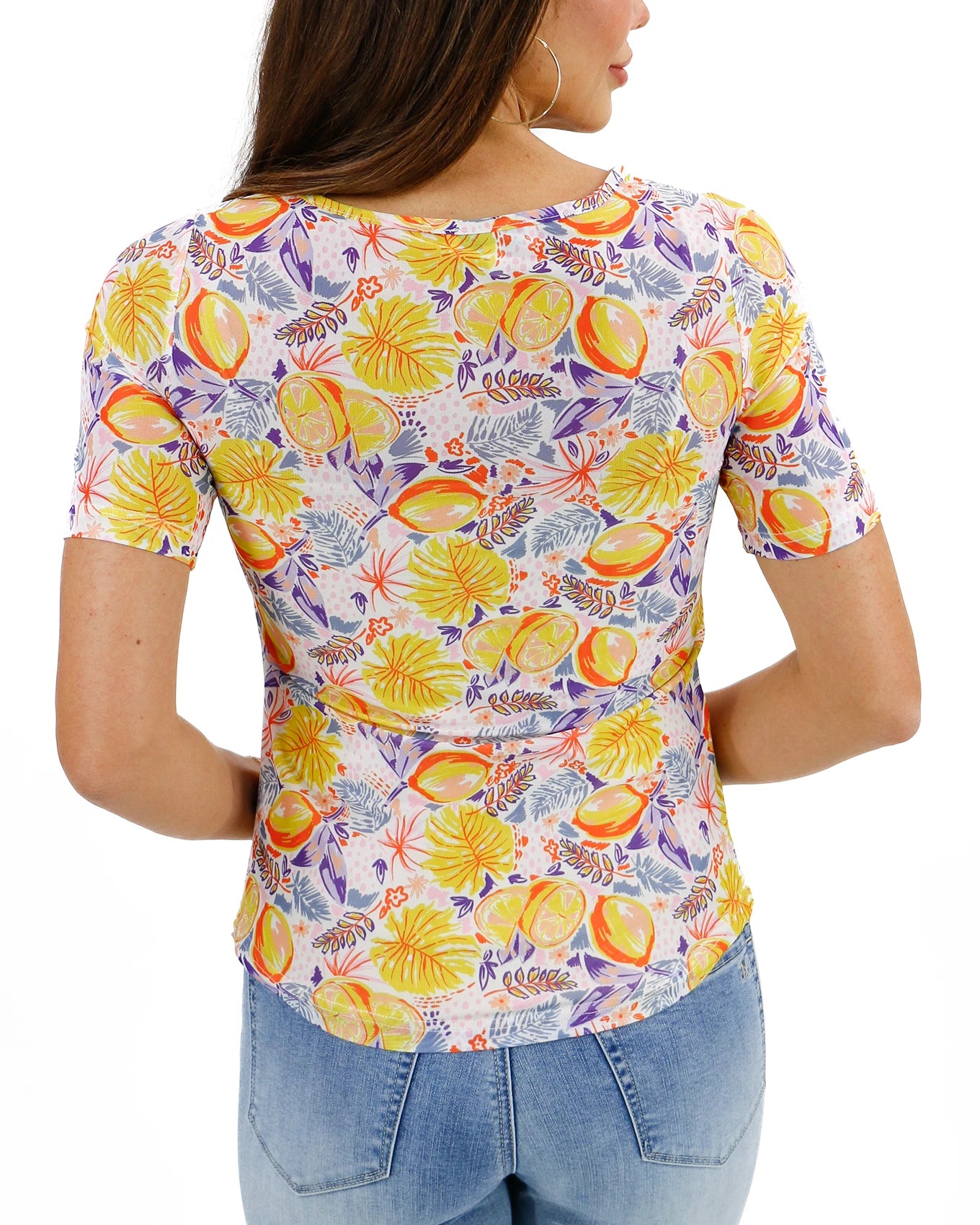 Back view gold mesh top