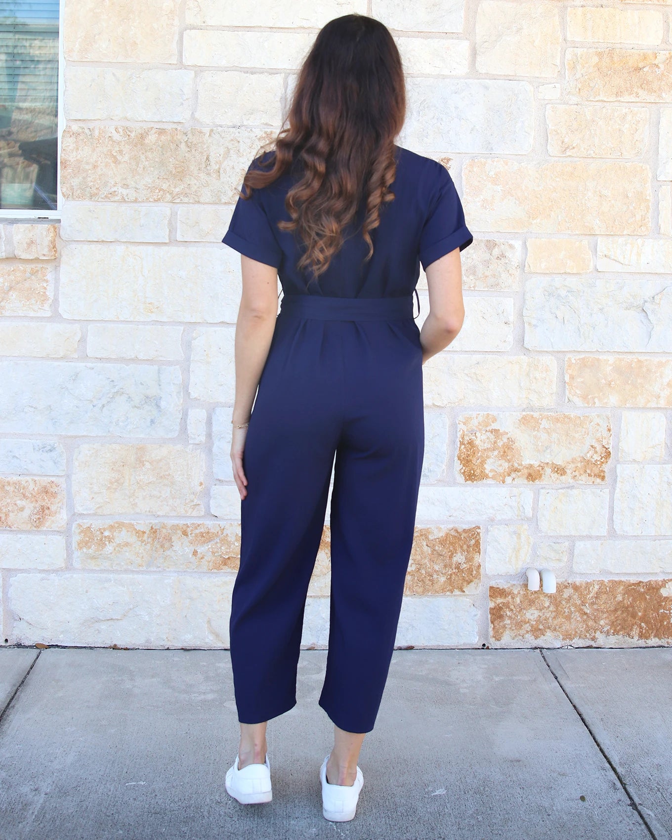 blue jumpsuit