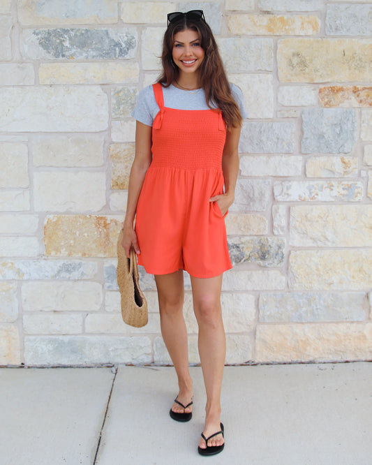 Shorts Smocked Poppy Romper red romper