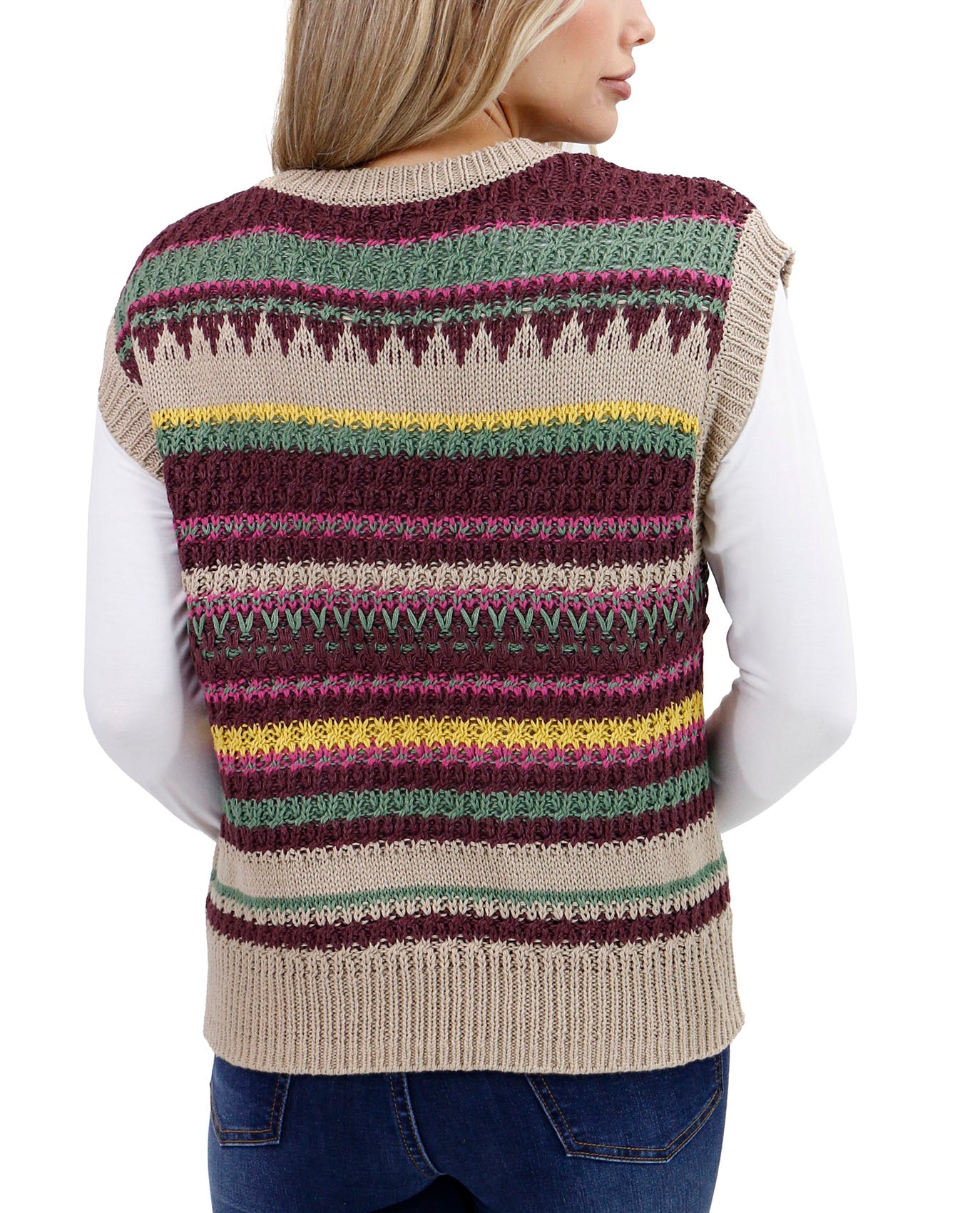 back view stock shot of slouchy sleeveless sweater vest