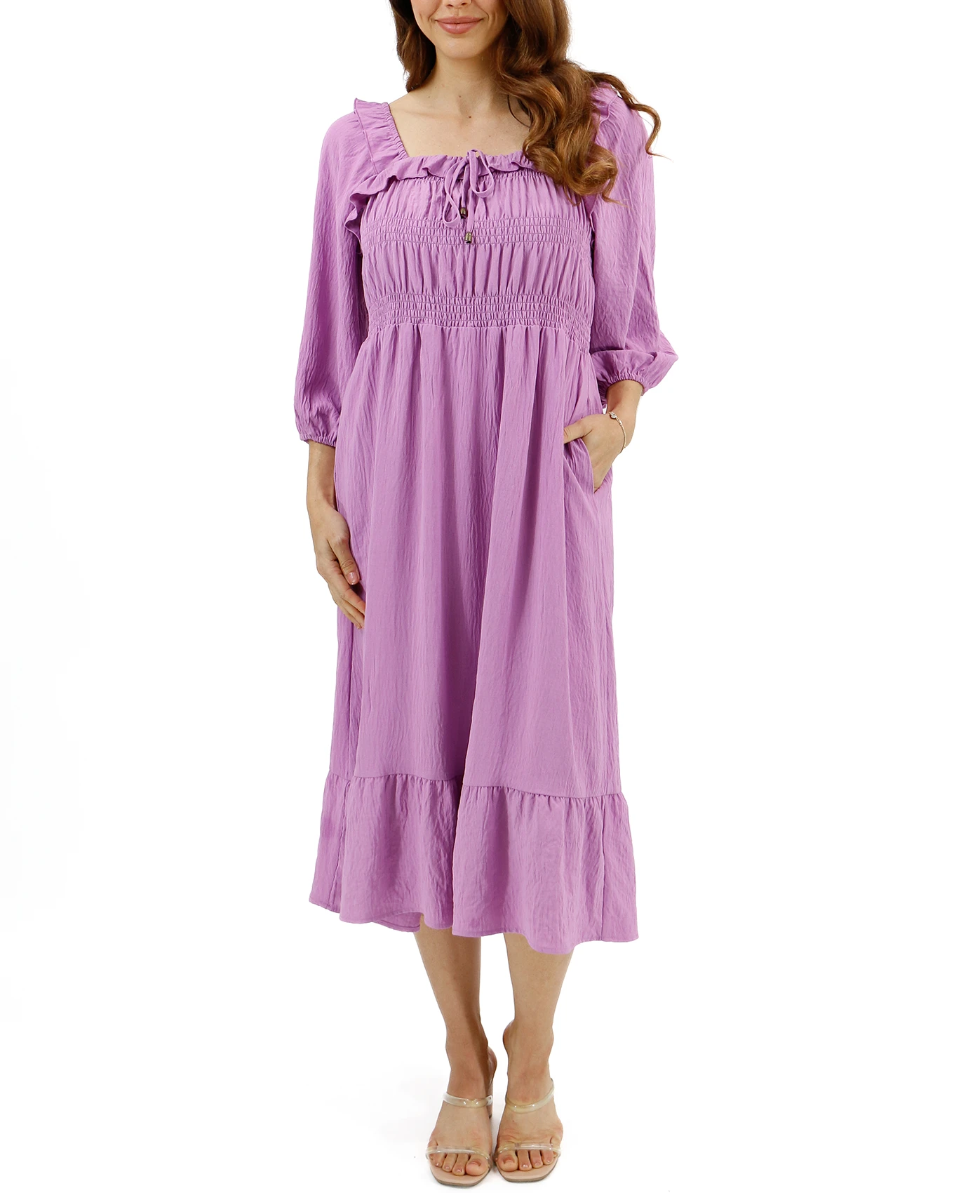 Smocked Ruffle Maxi Dress in Orchid