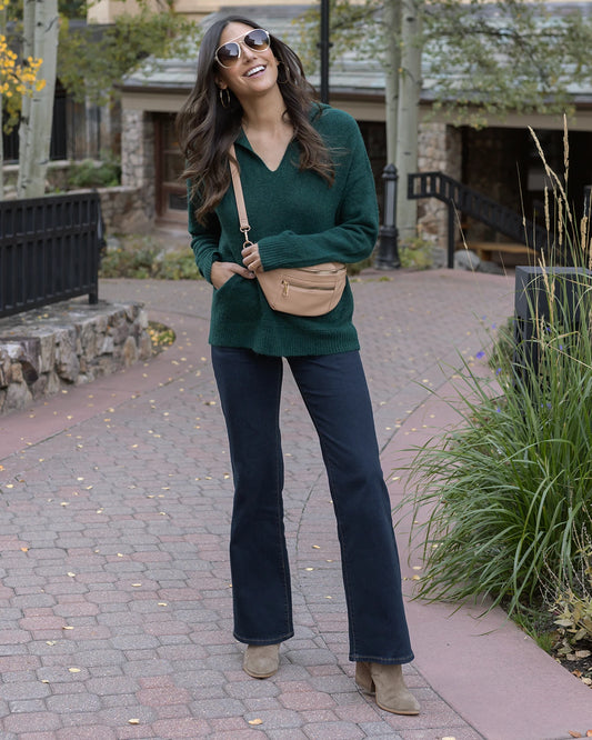 So Soft Deep Green Knit Sweater Hoodie green hoodie