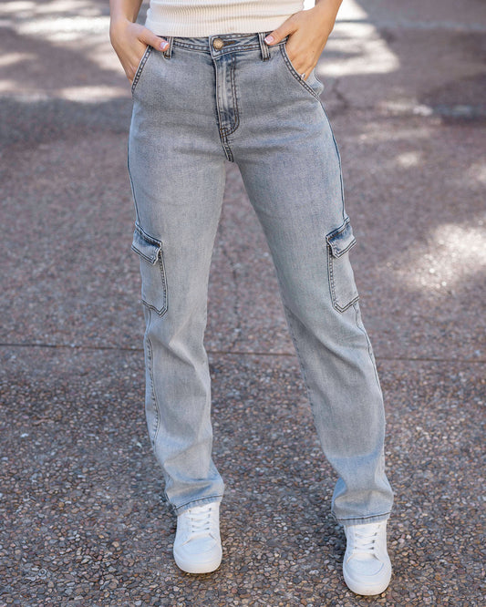 Soft Wash Cargo Jeans styled view of cargo jeans