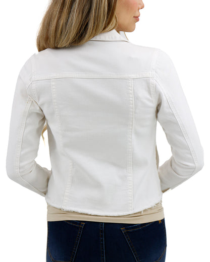 Back stock shot of White Soft Wash Denim Jacket