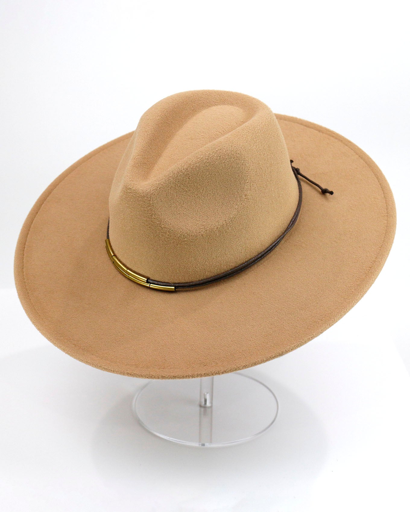 stock shot of wide brim felt hat in camel
