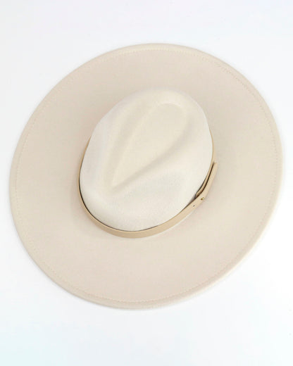 Wide Brim Felt Hat in Cream