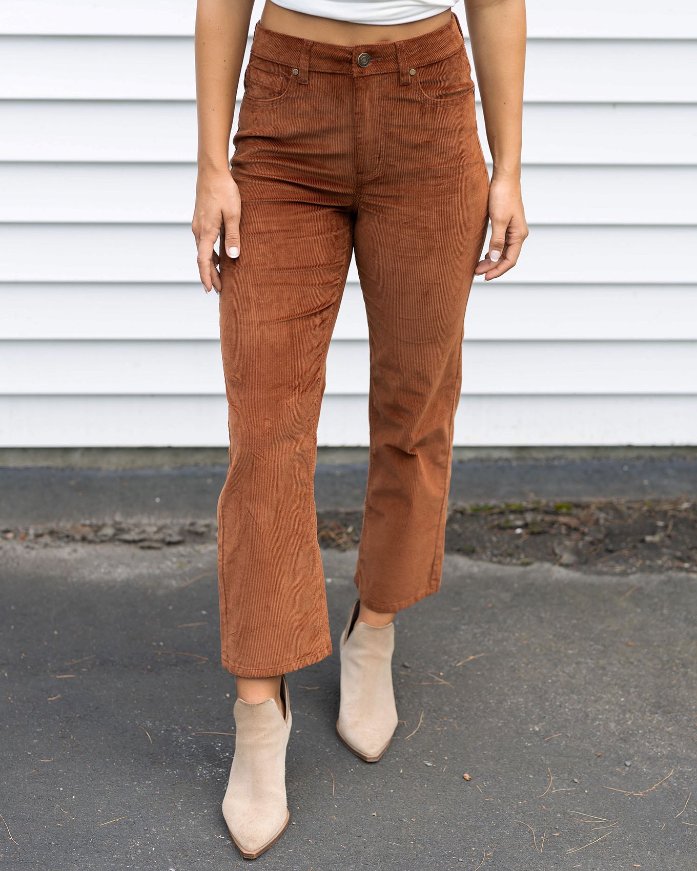 front view straight leg corduroy pants