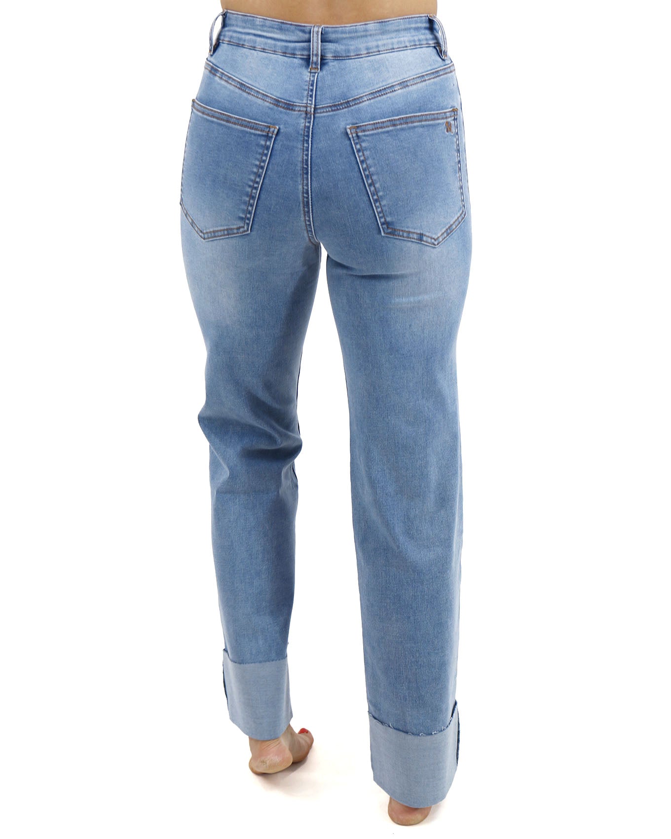 Straight Leg Cuffed Mid-Wash Jeans - FINAL SALE
