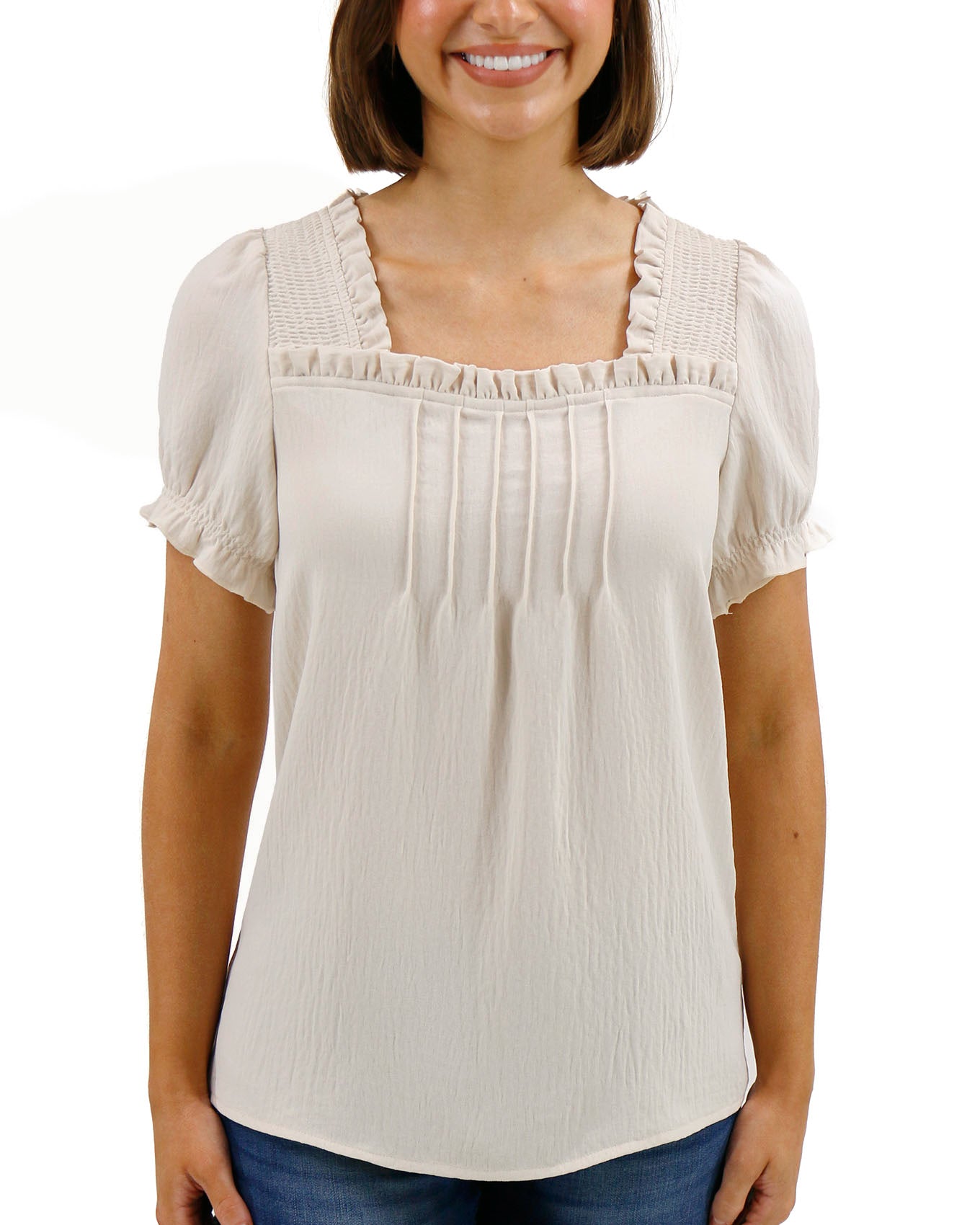 White puff sleeve top