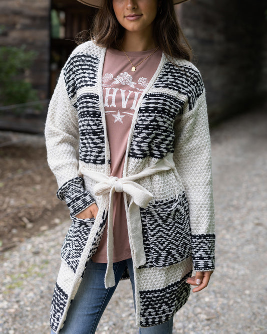 front view of tahoe knit sweater