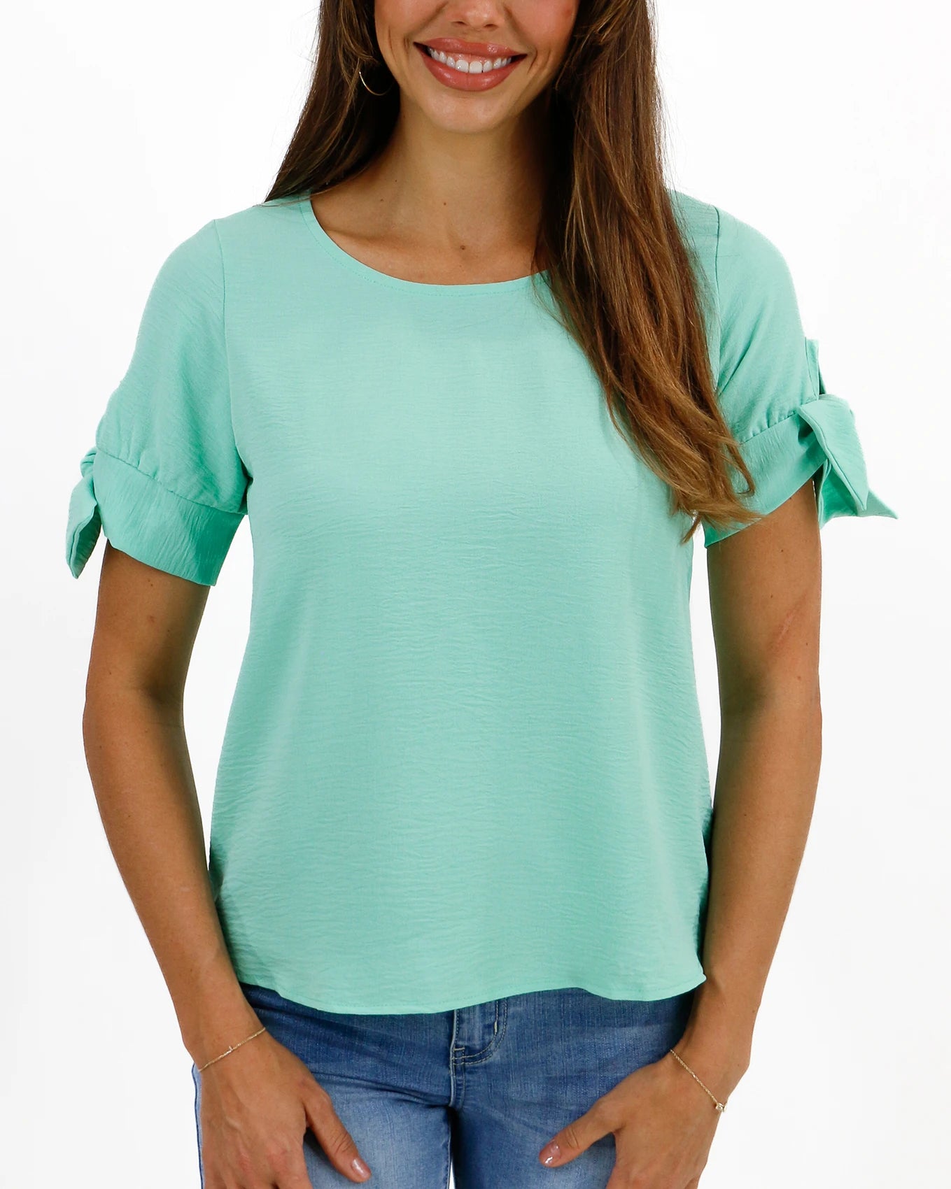 As-Is Twist Sleeve Mint Summer Top - FINAL SALE