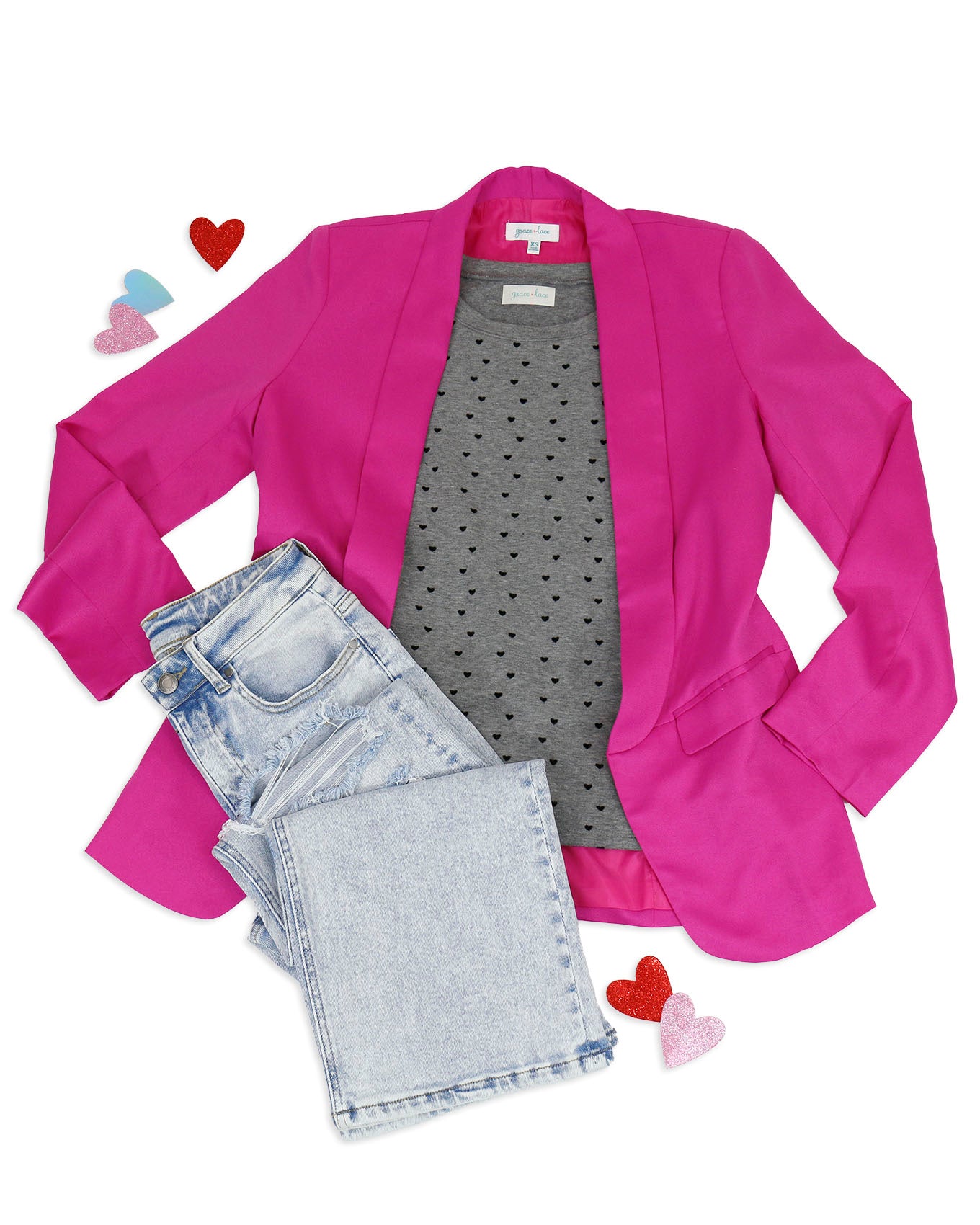 Felted Mini Hearts Tee - FINAL SALE