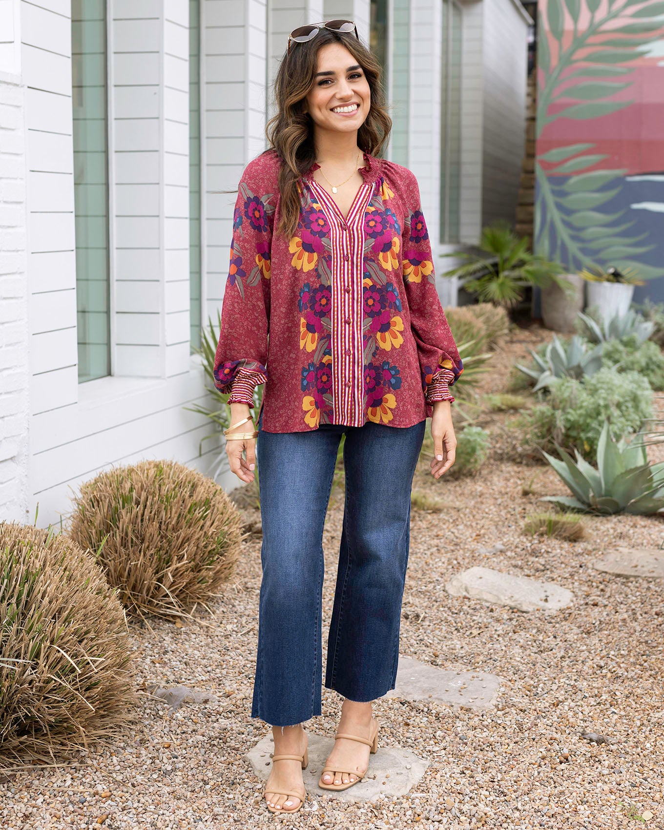 Styled view of Multi Floral Vintage Floral Garden Top