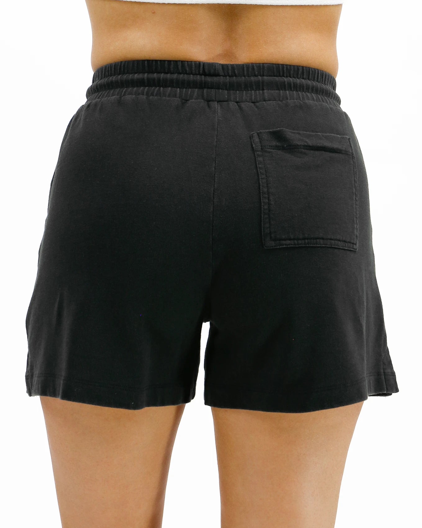 Back view detail sweat shorts in black
