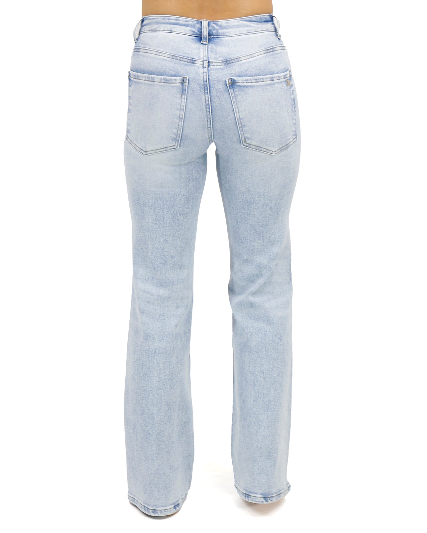 Back stock shot of Wide Leg Premium Denim in Distressed Light-Wash