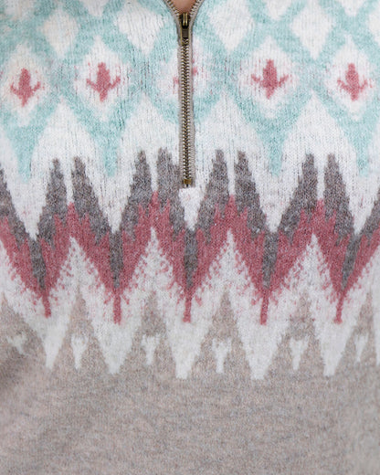 Pattern View of Quarter Zip Fair Isle Sweater