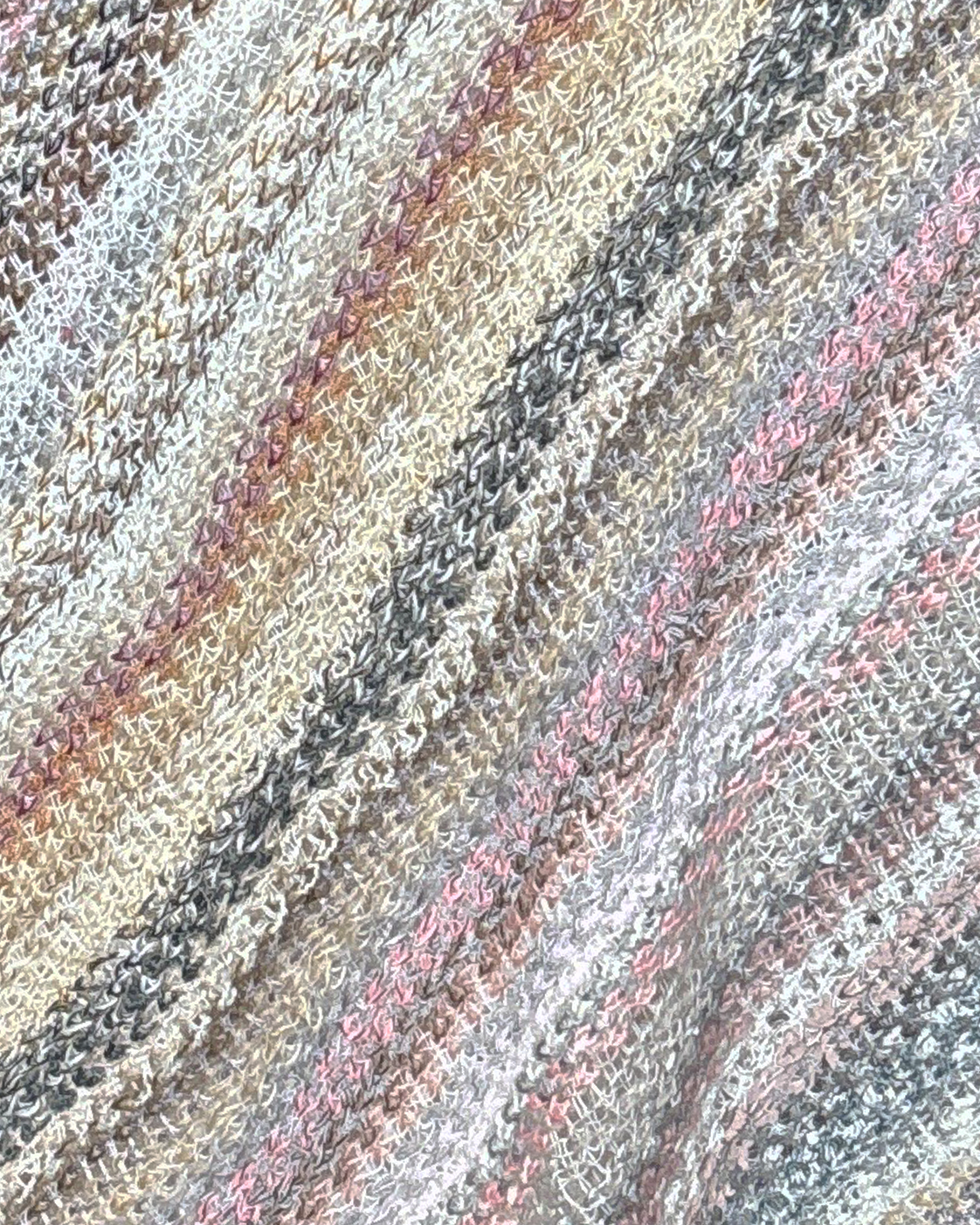 Asymmetrical Knit Poncho in Cream Multi