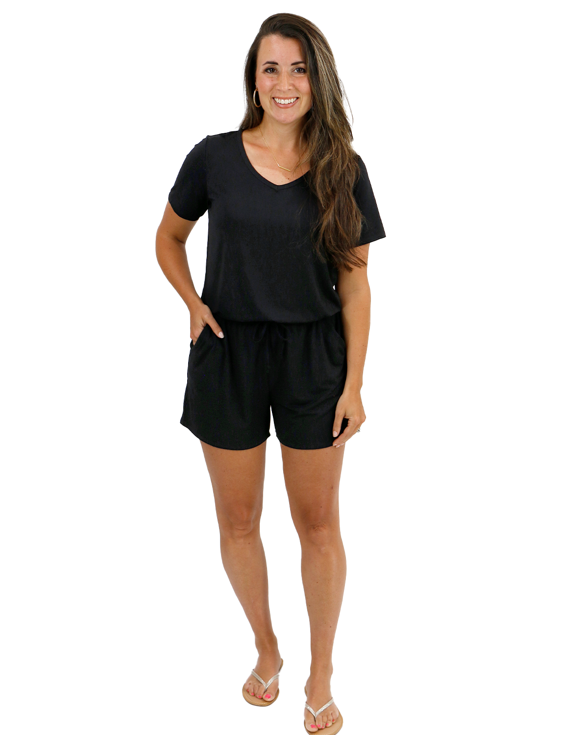 Casual Day Black Modal Romper