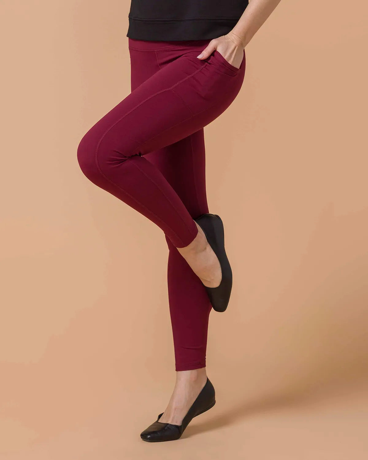 Best Squat Proof Leggings with Pocket in Cranberry