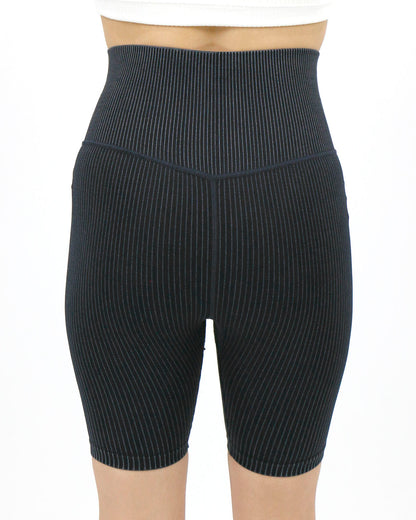 Perfect Fit Ribbed Biker Shorts in Washed Charcoal - FINAL SALE