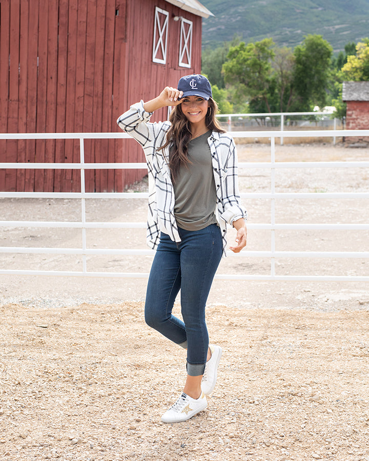 Navy Baseball Cap I Adjustable Cap I Grace & Lace on farm