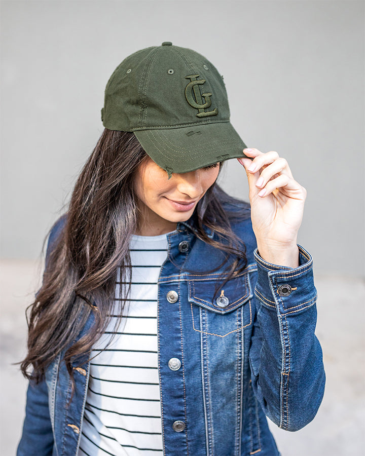 Olive Baseball Cap I Adjustable Cap I Grace & Lace