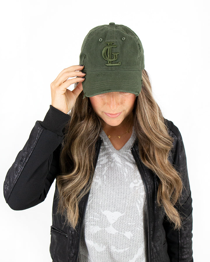 Olive Baseball Cap I Adjustable Cap I Grace & Lace