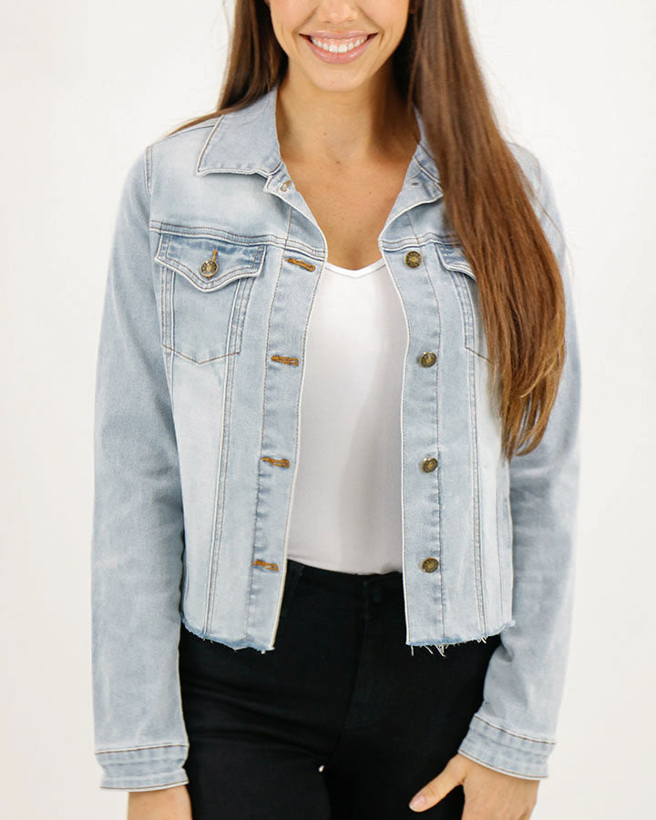 As-Is Soft Wash Denim Jacket in Light-Wash - FINAL SALE