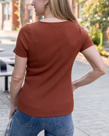 back view of waffle tee