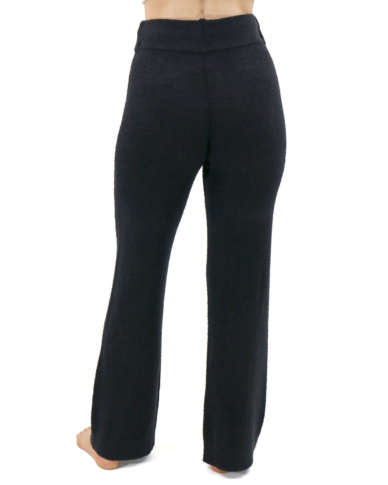 back view stock shot of black wide leg lounge pants