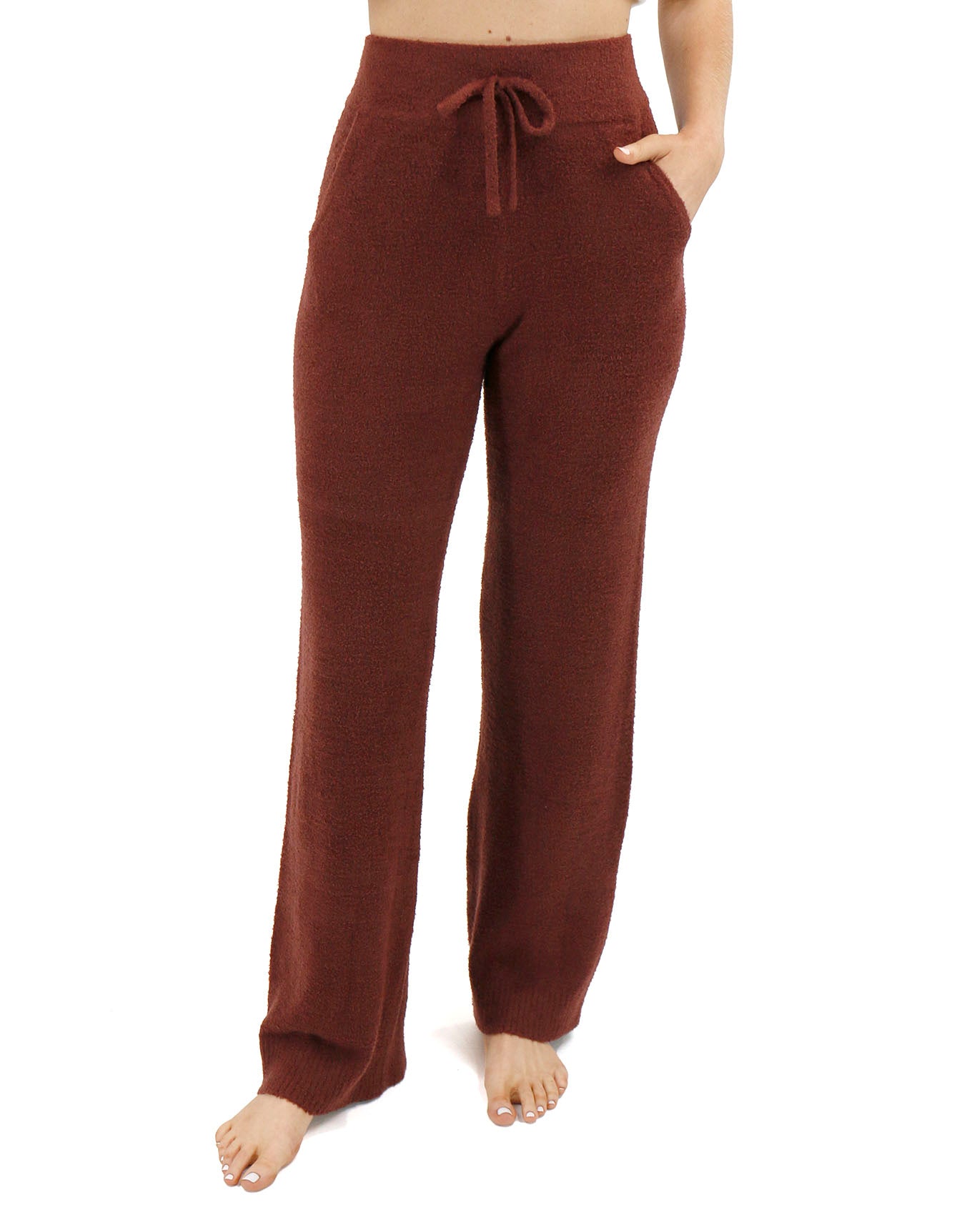 front view stock shot of red wide leg lounge pants