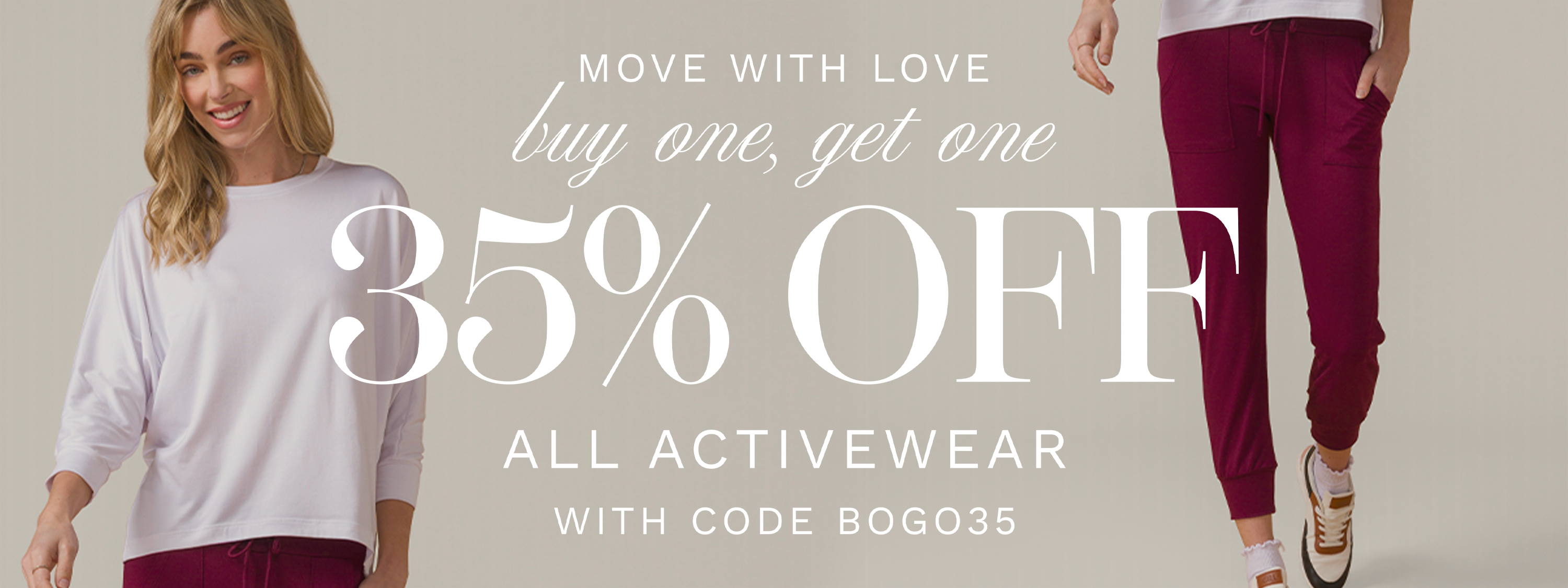 35% off BOGO on active wear