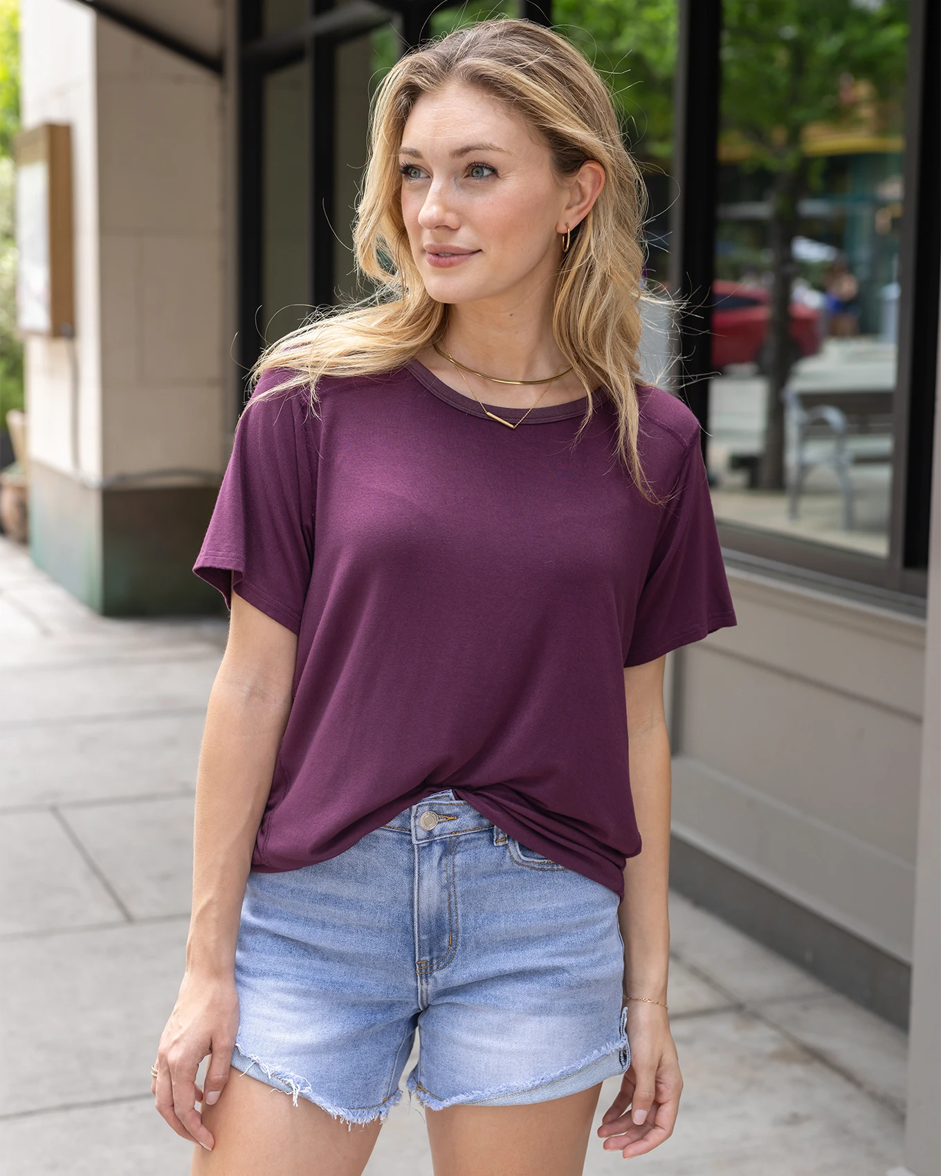 Basic tee shirt on model