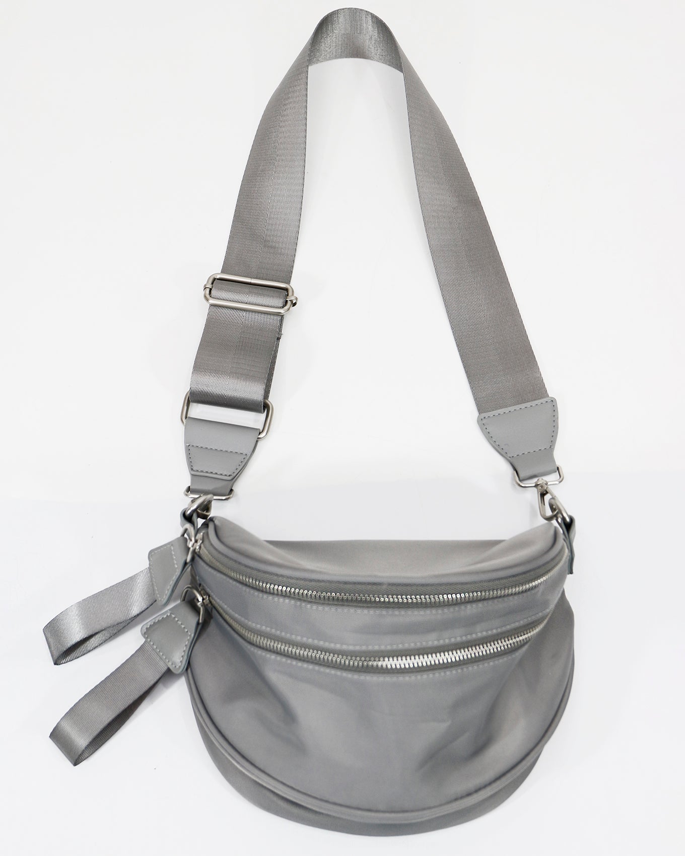 Full view of Grey Belt Bag