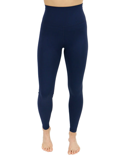 front view stock shot of squat proof leggings in navy