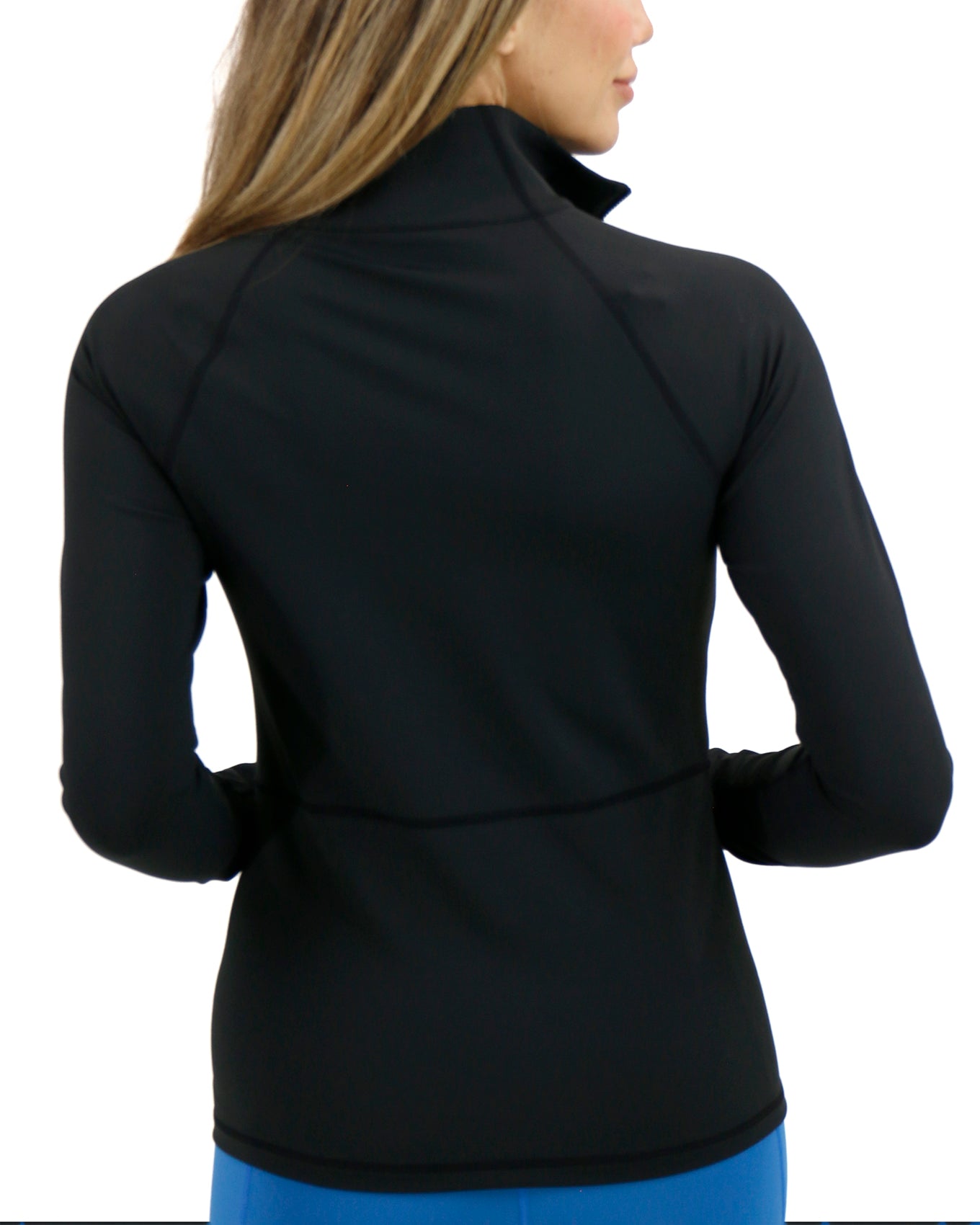 Back stock shot of Black Best Athletic Quarter Zip Top