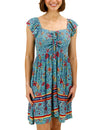 PLUS FLORAL TIE STRAP SMOCKED BORDER PRINT MIDI DRESS