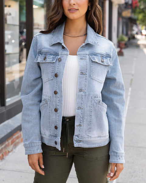 Blue Distressed Western Denim Jacket | Yours Clothing