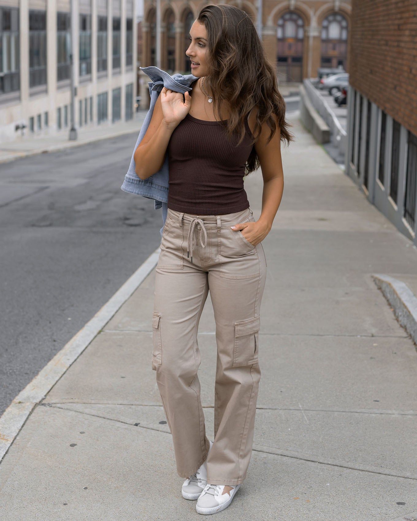 full body view of chocolate brown brami tank