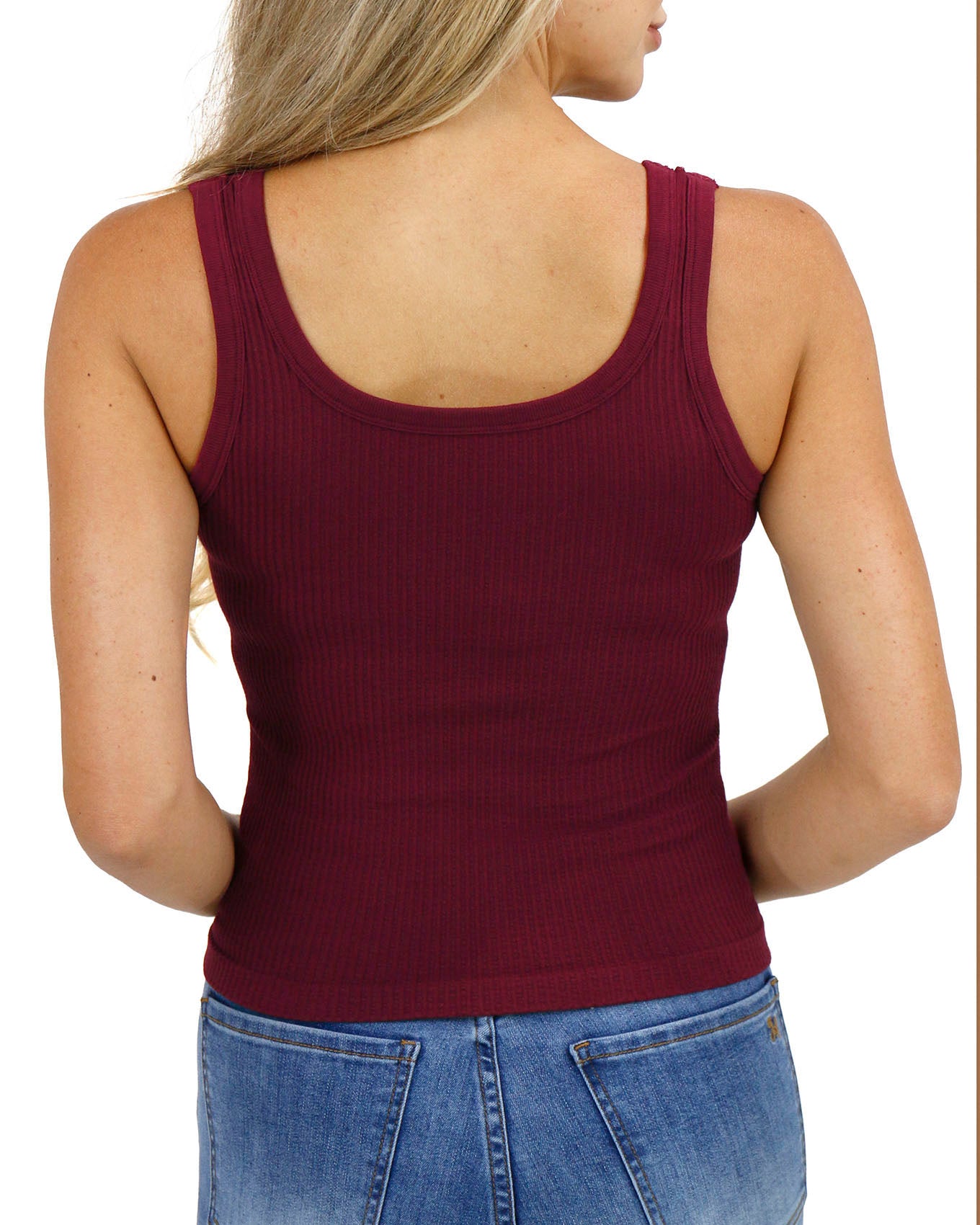 back view stock shot of red wine brami tank